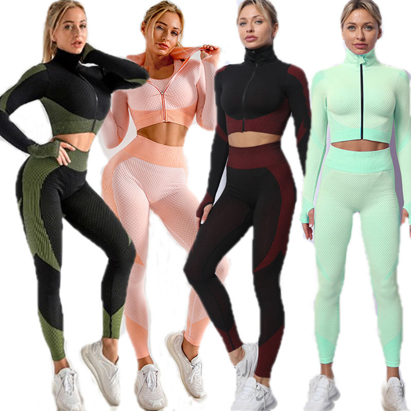 2021年 新型抗菌 3点セット ランニング ジョギング スポーツウェア ジャケット トランク トップ 女性 スクニニー&パンツ ヨガウェア