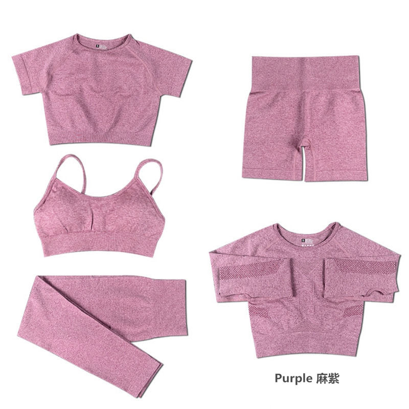 2021 アンチバクテリアヨガウェア 5点セット ランニング ジョギング トップ&パンツ ブレスレット ガイター 女性 スポーツウェア フィットネス 着物 カジュアル