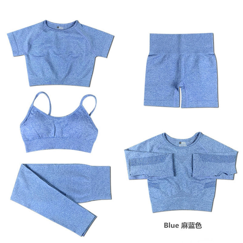 2021 アンチバクテリアヨガウェア 5点セット ランニング ジョギング トップ&パンツ ブレスレット ガイター 女性 スポーツウェア フィットネス 着物 カジュアル
