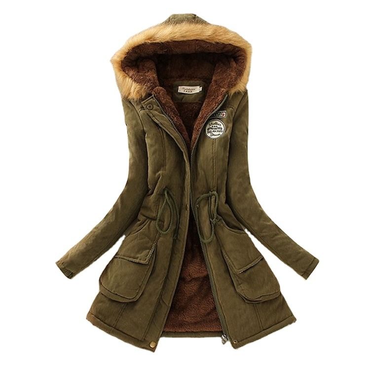 厚い冬のジャケット 女性 冬のジャケット パルカ ジャケット 毛皮付き 暖かい首輪 厚い羊毛のジャケット