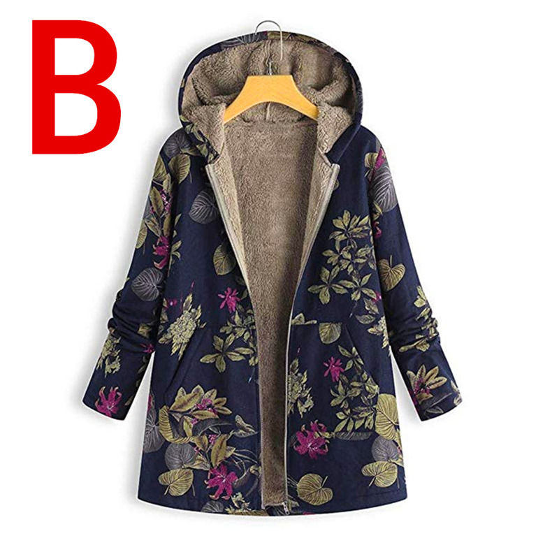花のプリント 防水キャンバス 最新 フーディ フリース 暖かい女性コート 冬のジャケット 薄いジャケット
