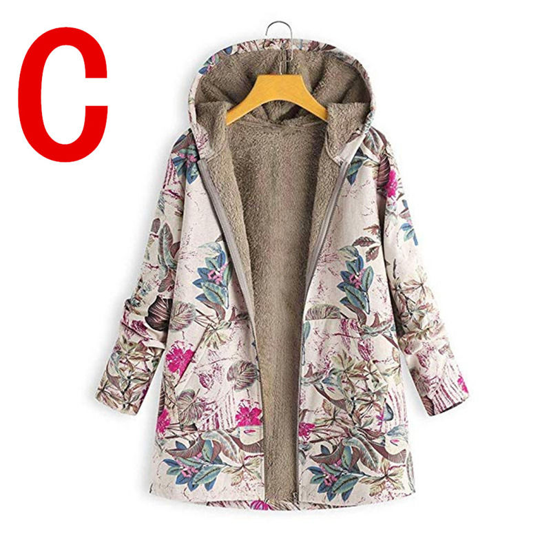 花のプリント 防水キャンバス 最新 フーディ フリース 暖かい女性コート 冬のジャケット 薄いジャケット